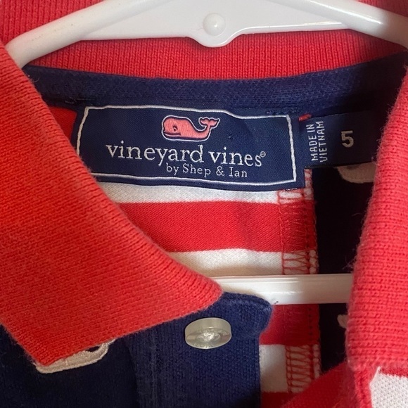 Vineyard Vines Patriotic Red White & Blue boys Polo Shirt sz 5 - Picture 4 of 6